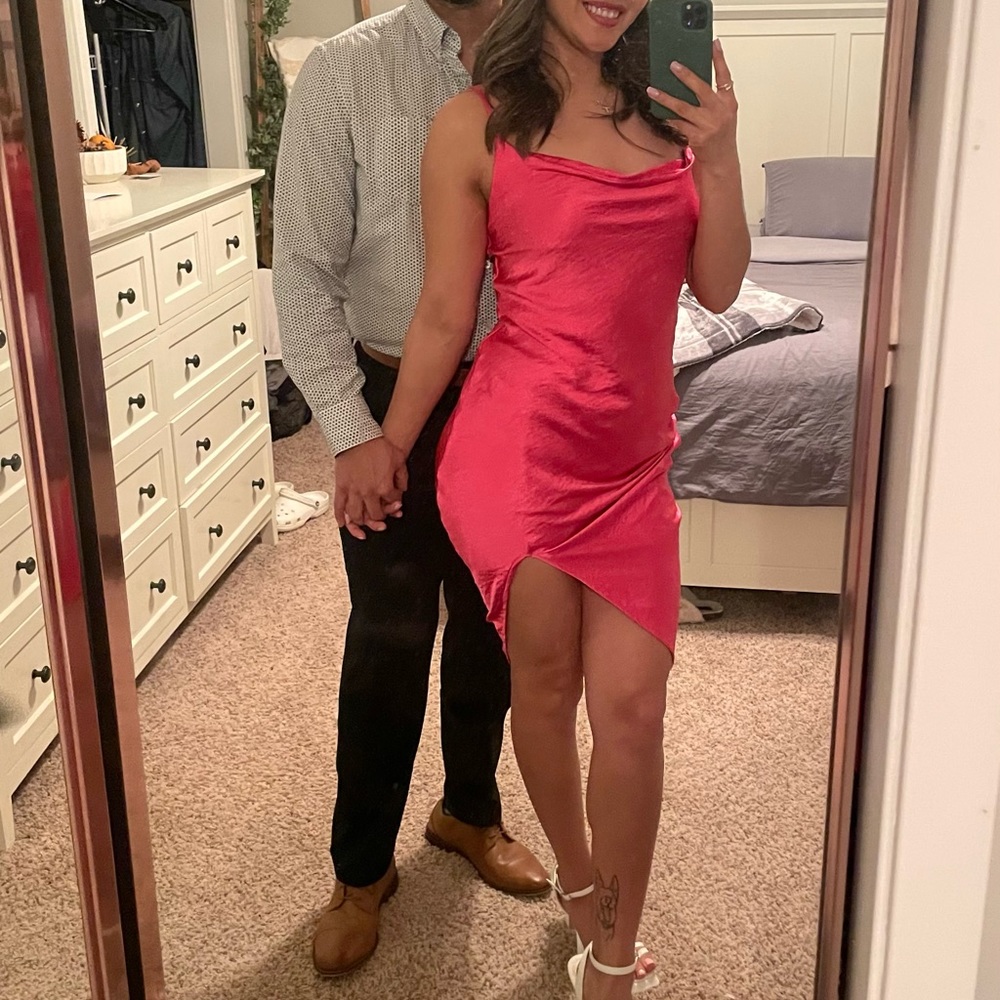 Pink satin dress